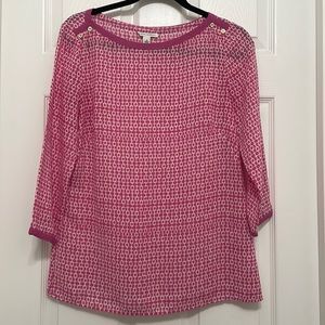 Banana Republic, 3/4 sleeve blouse, size medium, pink‎ and white